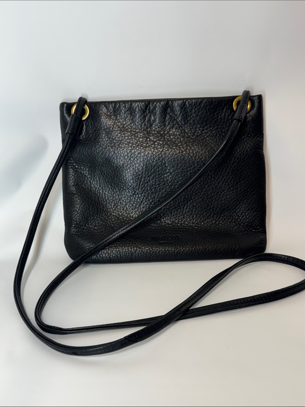 Margot New York Black Pebbled Leather Crossbody Bag